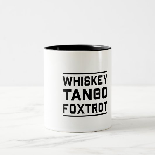 Whiskey Tango Foxtrot Tweekleurige Koffiemok (Center)