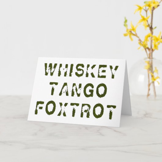 Whiskey Tango Foxtrot Wenskaart Kaart (Gele Bloem)
