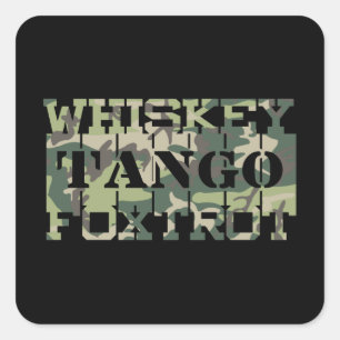 Whiskey Tango Foxtrot WTF Green Camouflage Vierkante Sticker