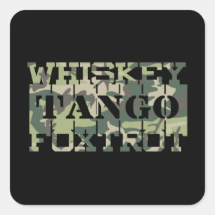 Whiskey Tango Foxtrot WTF Green Camouflage Vierkante Sticker