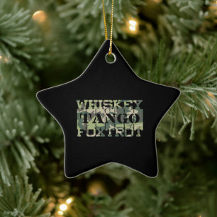 Whiskey Tango Foxtrot WTF Groene Camouflage Keramisch Ornament