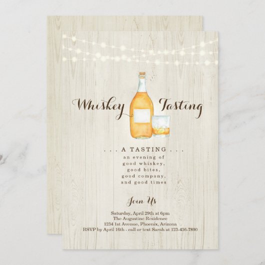 Whiskey Tasting Party Kaart (Voorkant / Achterkant)