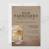 Whiskey Thema Bachelorfeest Old Fashioned Rustiek Kaart (Voorkant)