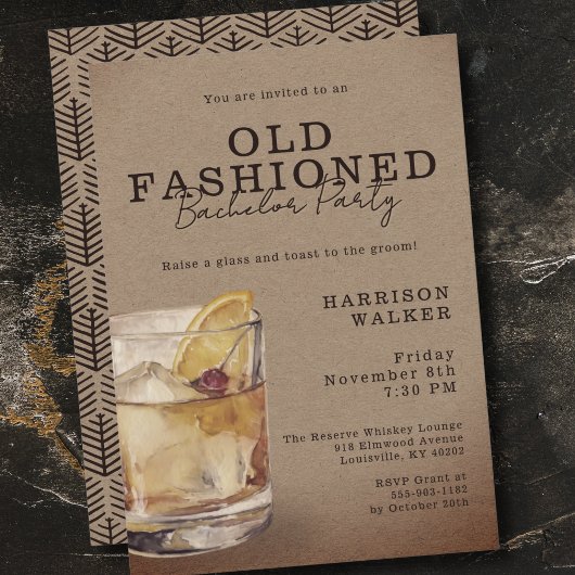 Whiskey Thema Bachelorfeest Old Fashioned Rustiek Kaart