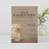 Whiskey Theme Bachelor Party Old Fashioned Rustic Kaart (Staand voorkant)