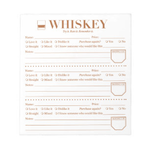 Whiskey Tracker, Whiskey Lover Drink Rating Sheet Notitieblok
