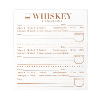 Whiskey Tracker, Whiskey Lover Drink Rating Sheet Notitieblok