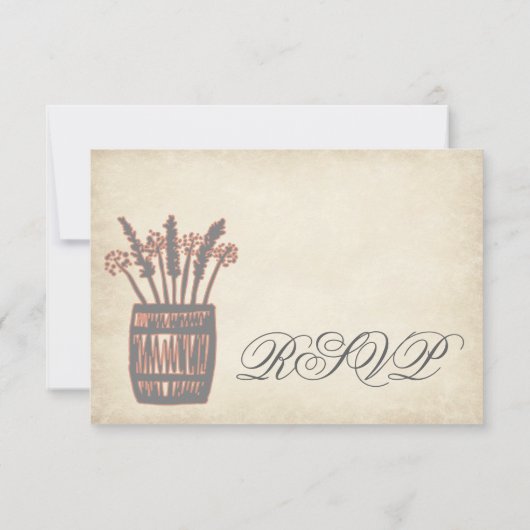 Whiskey Vat Tarwe Rustieke Trouw-Huwelijksreactiek RSVP Kaartje (Achterkant)