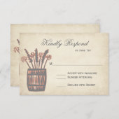 Whiskey Vat Tarwe Rustieke Trouw-Huwelijksreactiek RSVP Kaartje (Voorkant / Achterkant)