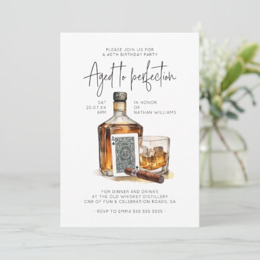 Whiskey Verjaardag, Sigarenbar, Pokeravond Kaart (Staand voorkant)