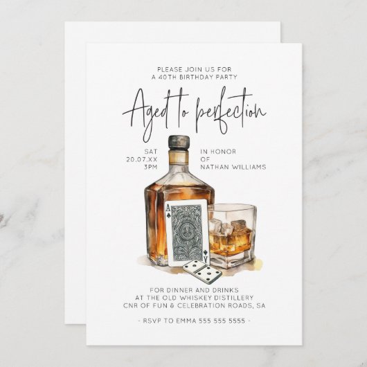 Whiskey Verjaardagsuitnodiging Mannen Kaart (Voorkant / Achterkant)