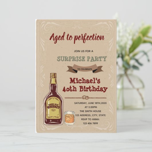 Whiskey verouderd tot perfectioneringsuitnodiging kaart (Staand voorkant)