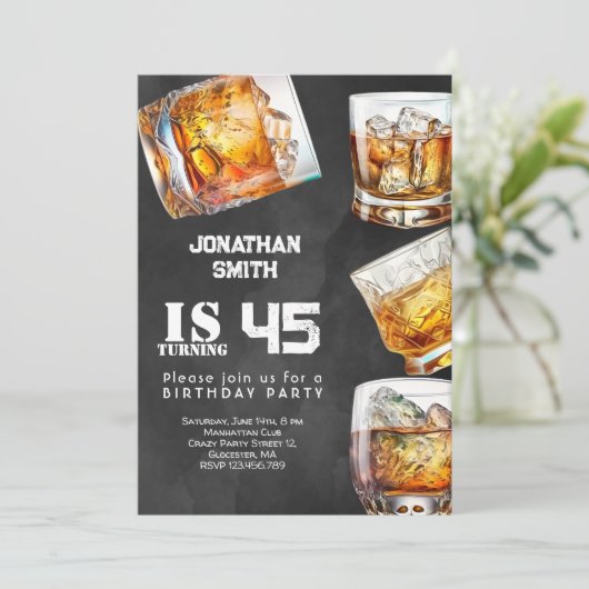 Whiskey viering verjaardagsfeest kaart (Staand voorkant)