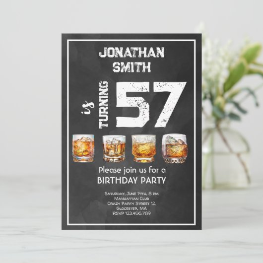 Whiskey viering verjaardagsfeest kaart (Staand voorkant)