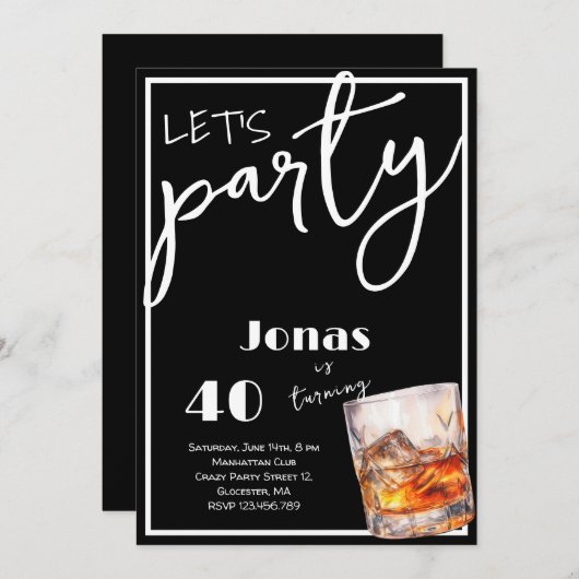 Whiskey volwassenen verjaardagsfeest uitnodiging (Voorkant / Achterkant)
