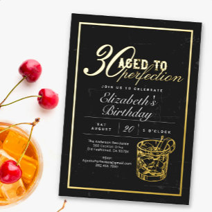 Whiskey voor een perfecte 30e verpartij folie uitnodiging