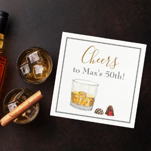 Whiskey Watercolor Chocolate Truffels Verjaardag Servet