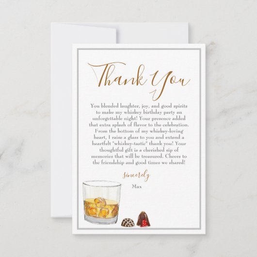 Whiskey Waterverf Chocolade Truffles Birthday Bedankkaart (Voorkant)