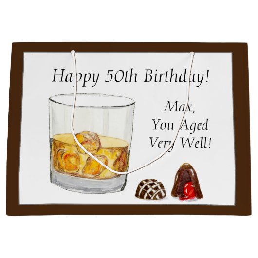 Whiskey Waterverf Chocolade Truffles Birthday Groot Cadeauzakje (Voorkant)