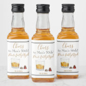 Whiskey Waterverf Chocolade Truffles Birthday Likeurfles Etiket (Flessen)