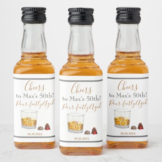 Whiskey Waterverf Chocolade Truffles Birthday Likeurfles Etiket (Flessen)