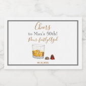 Whiskey Waterverf Chocolade Truffles Birthday Likeurfles Etiket (Enkel label)