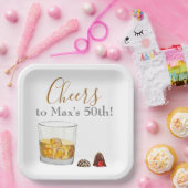 Whiskey Waterverf Chocolade Truffles Birthday Papieren Bordje (Feest)