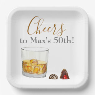 Whiskey Waterverf Chocolade Truffles Birthday Papieren Bordje