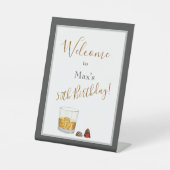 Whiskey Waterverf Chocolade Truffles Birthday Reclamebord Met Voetstuk (Voorkant)