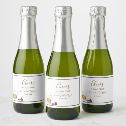 Whiskey Waterverf Chocolade Truffles Birthday Sparkling Wijnetiket (Flessen)