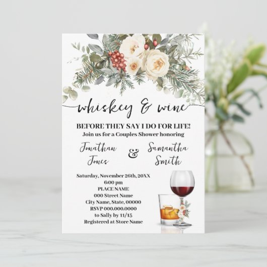 Whiskey & Wine Before I do for Life Winter Shower Kaart (Staand voorkant)