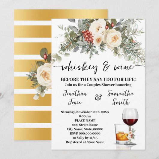 Whiskey & Wine Before I do for Life Winter Shower Kaart (Voorkant / Achterkant)