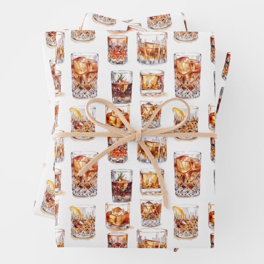 Whiskey Wrapping Paper - Cocktail Gift Wrap (In situ)