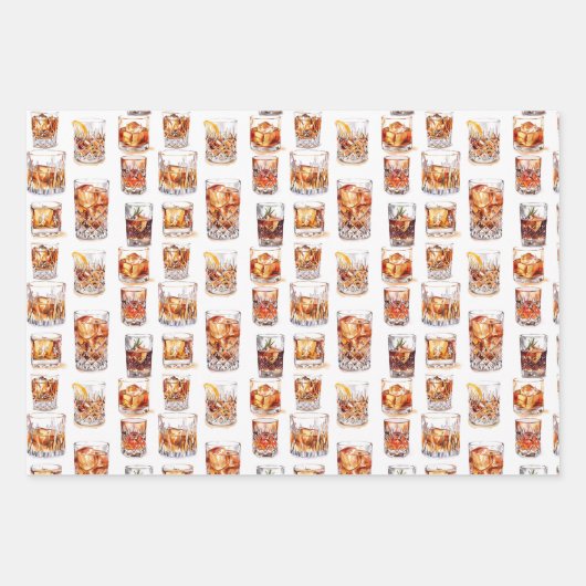 Whiskey Wrapping Paper - Cocktail Gift Wrap (Voorkant)