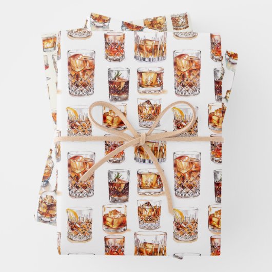Whiskey Wrapping Paper - Cocktail Gift Wrap (In situ)