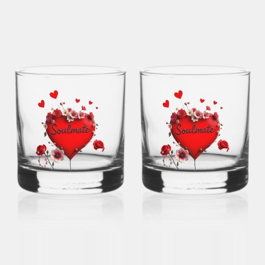 Whiskeybril Red Heart Soulmate Valentijnsdag Whisky Glas (Voorkant)