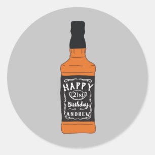 Whiskeyfles 21e Verjaardag Whiskeyliefhebbers Ronde Sticker