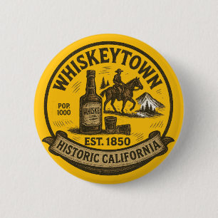 Whiskeytown - Historisch embleem van de Vintage va Ronde Button 5,7 Cm
