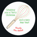 "Whisking You a Merry Christmas" behandelt label<br><div class="desc">Tot uw dienst,  een perfect gepersonaliseerd label voor uw kerstkoekjesgeschenken,  snoep geschenken,  koekjesuitwisseling,  vakantietraktassen,  welke heerlijkheid u van plan bent om uw gelukkige vrienden & familie dit jaar te schenken! Extra zoet: De helft van de designopbrengst van dit product gaat naar goede doelen van kinderen.</div>