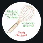 "Whisking You a Merry Christmas" behandelt label<br><div class="desc">Tot uw dienst,  een perfect gepersonaliseerd label voor uw kerstkoekjesgeschenken,  snoep geschenken,  koekjesuitwisseling,  vakantietraktassen,  welke heerlijkheid u van plan bent om uw gelukkige vrienden & familie dit jaar te schenken! Extra zoet: De helft van de designopbrengst van dit product gaat naar goede doelen van kinderen.</div>