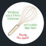 "Whisking You a Merry Christmas" behandelt label<br><div class="desc">Tot uw dienst,  een perfect gepersonaliseerd label voor uw kerstkoekjesgeschenken,  snoep geschenken,  koekjesuitwisseling,  vakantietraktassen,  welke heerlijkheid u van plan bent om uw gelukkige vrienden & familie dit jaar te schenken! Extra zoet: De helft van de designopbrengst van dit product gaat naar goede doelen van kinderen.</div>
