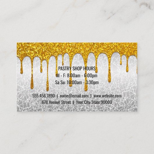 Whiskpictogram | Glitter Drip (goudglitter) Visitekaartje (Achterkant)