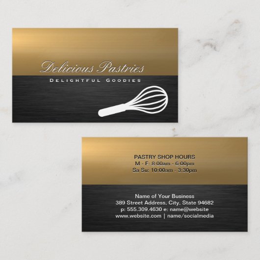 Whiskpictogram | Goud donker metaal Visitekaartje (Voorkant / Achterkant)