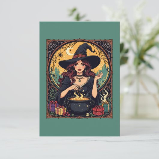 Whisky betoverende heks met spinnen kaart (Staand voorkant)