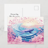 Whisky blauwe en roze walvis kunst briefkaart (Voorkant / Achterkant)