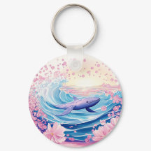 Whisky blauwe en roze walvis kunst