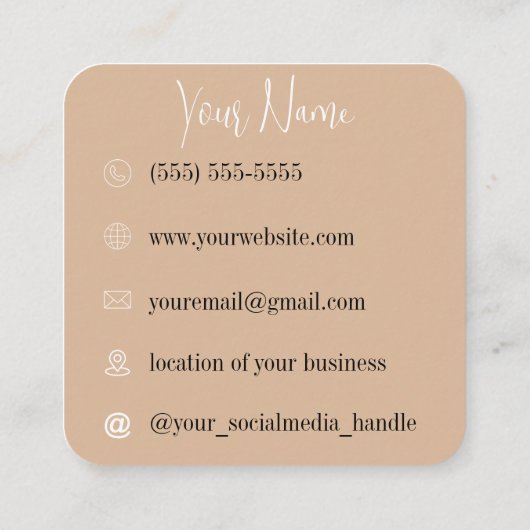 whisky | Boho Flowers | esthetisch Vierkante Visitekaartje (Achterkant)