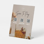 whisky | Boho Flowers | QR-code | Betaalteken Reclamebord Met Voetstuk (Voorkant)