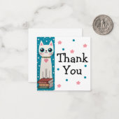 Whisky eigenzinnige Doodle White Cat en boeken Notitiekaartje (Voorkant / Achterkant in situ)