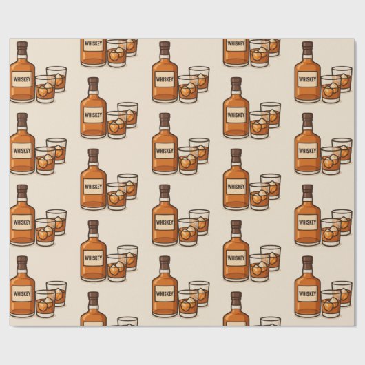 Whisky en glazen cadeaupapier (Vlak)